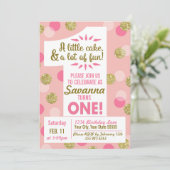 Roze en gouden Confetti eerste verjaardag Kaart (Staand voorkant)