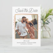 Roze en Gouden Confetti Foto Save the Date Kaart (Staand voorkant)