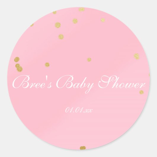 Roze en gouden Confetti Glam Shower Favor Sticker (Voorkant)