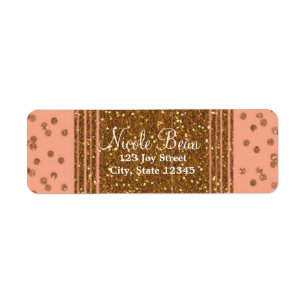 Roze en Gouden Confetti Glamour Adreslabels Etiket