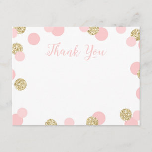 Roze en gouden Confetti Hartelijk dank Bedankkaart
