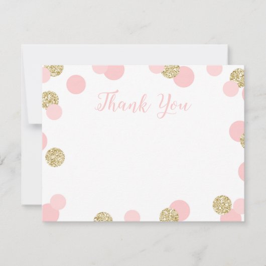 Roze en gouden Confetti Hartelijk dank Bedankkaart (Voorkant)