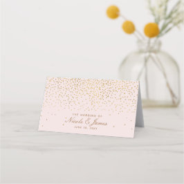 Roze en gouden confetti modern tafelnummer plaatskaartje