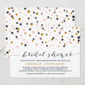 Roze en gouden Confetti Stippen Bridal Shower Kaart (Voorkant / Achterkant)