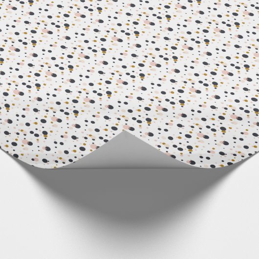 Roze en gouden Confetti Stippen inpakpapier (Hoek)