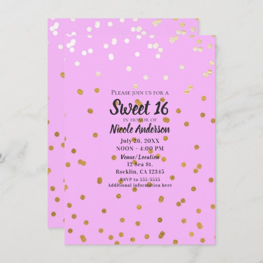 Roze en gouden Confetti Stippen Moderne glamour Gl Kaart (Voorkant / Achterkant)