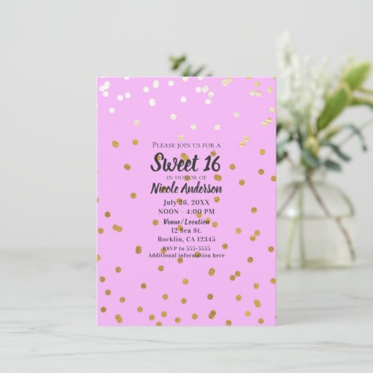 Roze en gouden Confetti Stippen Moderne glamour Gl Kaart (Staand voorkant)