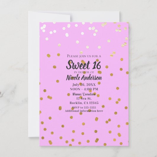 Roze en gouden Confetti Stippen Moderne glamour Gl Kaart (Voorkant)