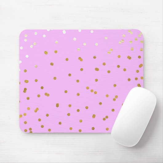 Roze en gouden Confetti Stippen Moderne glamour Gl Muismat (Met muis)