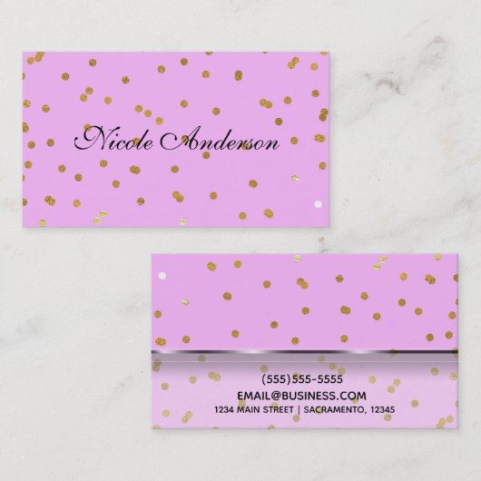 Roze en gouden Confetti Stippen Moderne glamour Gl Visitekaartje (Voorkant / Achterkant)