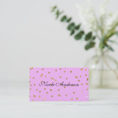 Roze en gouden Confetti Stippen Moderne glamour Gl Visitekaartje (Staand voorkant)