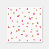 Roze en gouden Confetti Stippen Servet (Voorkant)