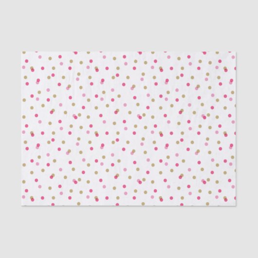 Roze en gouden Confetti Stippen Tissuepapier (Voorkant)
