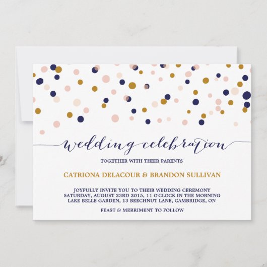 Roze en gouden Confetti Stippen Weddenschap II Kaart (Voorkant)