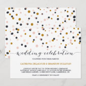 Roze en gouden Confetti Stippen Weddenschap Kaart (Voorkant / Achterkant)