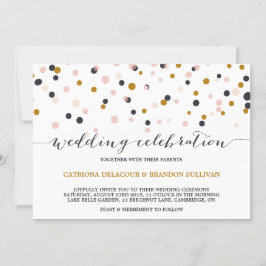 Roze en gouden Confetti Stippen Weddenschap Kaart
