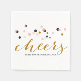 Roze en gouden Confetti Stippen Weddenschap Napkin Servet