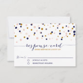 Roze en gouden Confetti Stippen Wedding RSVP Kaart (Voorkant)