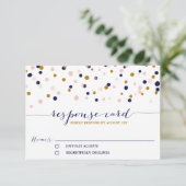 Roze en gouden Confetti Stippen Wedding RSVP Kaart (Staand voorkant)