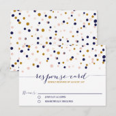 Roze en gouden Confetti Stippen Wedding RSVP Kaart (Voorkant / Achterkant)