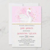 Roze en gouden Confetti Swan Princess Baby shower Kaart (Voorkant)