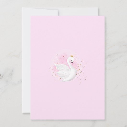 Roze en gouden Confetti Swan Princess Baby shower Kaart (Achterkant)
