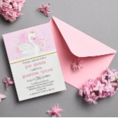 Roze en gouden Confetti Swan Princess Baby shower Kaart