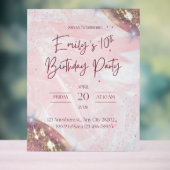 Roze en gouden Confetti verjaardagsfeestje Acryl Bord (Neutraal)