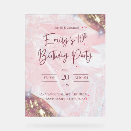 Roze en gouden Confetti verjaardagsfeestje Acryl Bord