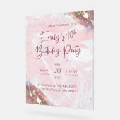 Roze en gouden Confetti verjaardagsfeestje Acryl Bord (Hoek)