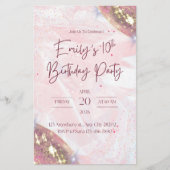 Roze en gouden Confetti verjaardagsfeestje Flyer (Voorkant)