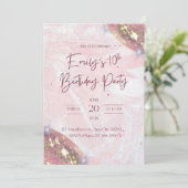 Roze en gouden Confetti verjaardagsfeestje Kaart (Staand voorkant)