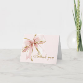 Roze en Gouden Coquette Strik Sweet Sixteen Bedankkaart