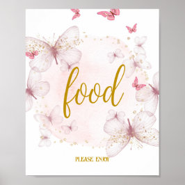 Roze en gouden dag Voedsel Tafel Poster