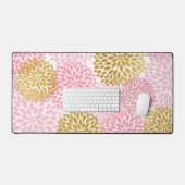 Roze en Gouden Dahlia Bloem Bureaumat (Keyboard & Muis)