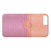 Roze en Gouden Damast Aangepast Monogram Patroon Case-Mate iPhone Case (Achterkant (Horizontaal))