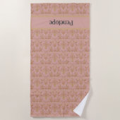 Roze en gouden damast strandlaken (Voorkant)