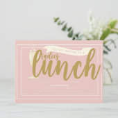 Roze en gouden Dames Uitnodiging (Staand voorkant)