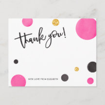 Roze en gouden dank voor uw kaarten - moderne pool