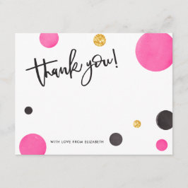 Roze en gouden dank voor uw kaarten - moderne pool