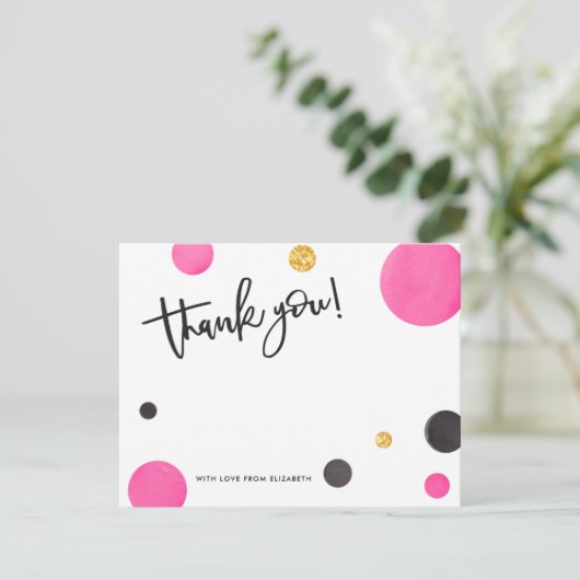 Roze en gouden dank voor uw kaarten - moderne pool (Staand voorkant)