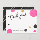 Roze en gouden dank voor uw kaarten - moderne pool (Voorkant / Achterkant)