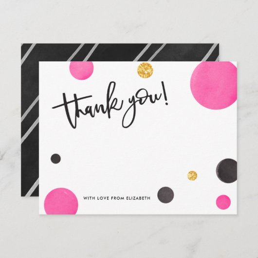 Roze en gouden dank voor uw kaarten - moderne pool (Voorkant / Achterkant)