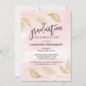 Roze en Gouden Diploma-uitnodigingen Kaart (Voorkant)