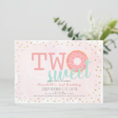 Roze en gouden donut Twee zoete meisjes op de twee Kaart (Staand voorkant)