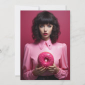 Roze en gouden donuts en graden Afstuderen Foto Aankondiging (Achterkant)