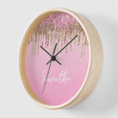 Roze en Gouden Dripping Glitter Glam Naam (Hoek)