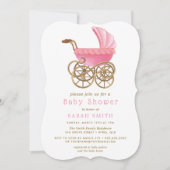 Roze en gouden droog Baby shower Kaart (Voorkant)