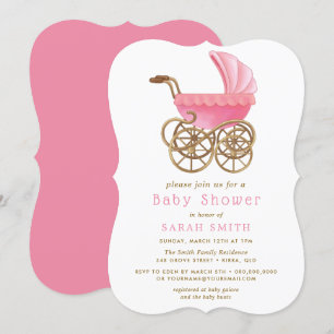 Roze en gouden droog Baby shower Kaart