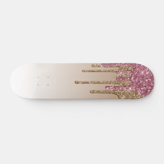 Roze en gouden druppelaar persoonlijk skateboard (Horizontaal)